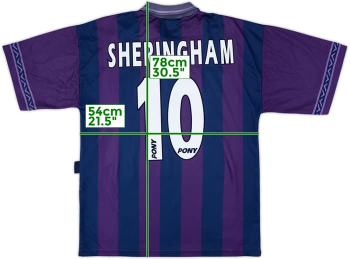 1995-97 Tottenham Away Shirt Sheringham #10 - 8/10 - (M)