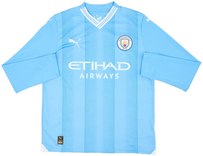 2023-24 Manchester City Home L/S Shirt Haaland #9 - 10/10 - (XL.Boys)