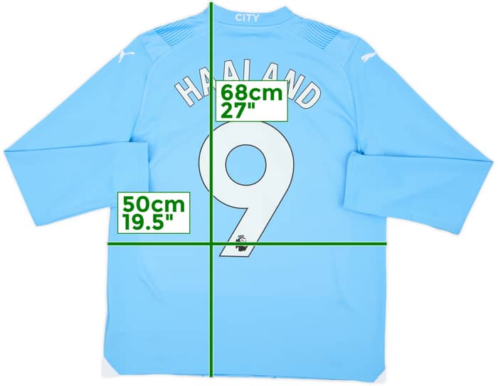 2023-24 Manchester City Home L/S Shirt Haaland #9 - 10/10 - (XL.Boys)