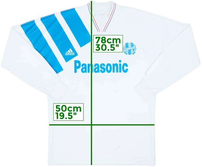 1991-92 Olympique Marseille Home L/S Shirt - 9/10 - (L)