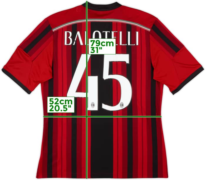2014-15 AC Milan Home Shirt Balotelli #45 - 10/10 - (L)