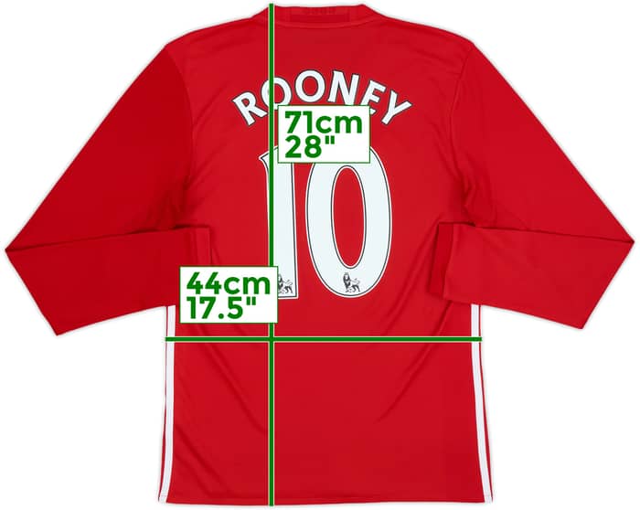 2016-17 Manchester United Home L/S Shirt Rooney #10 - 6/10 - (S)