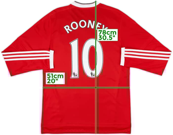 2015-16 Manchester United Home L/S Shirt Rooney #10 - 8/10 - (M)