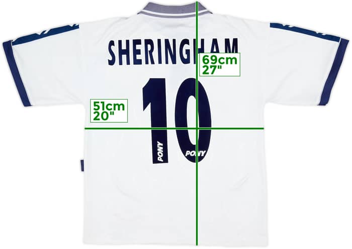1995-97 Tottenham Home Shirt Sheringham #10 - 7/10 - (M)