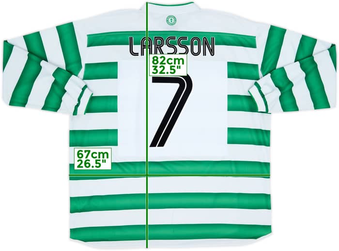2003-04 Celtic Home L/S Shirt Larsson #7 - 6/10 - (XXL)