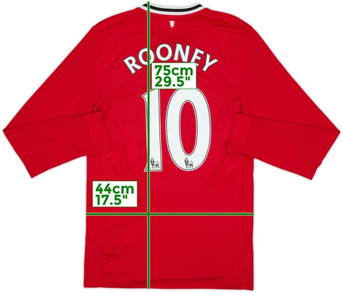 2011-12 Manchester United Home L/S Shirt Rooney #10 - 7/10 - (S)