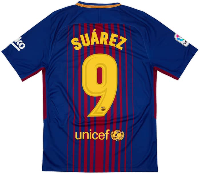 2017-18 Barcelona Home Shirt Suarez #9 - 8/10 - (S)
