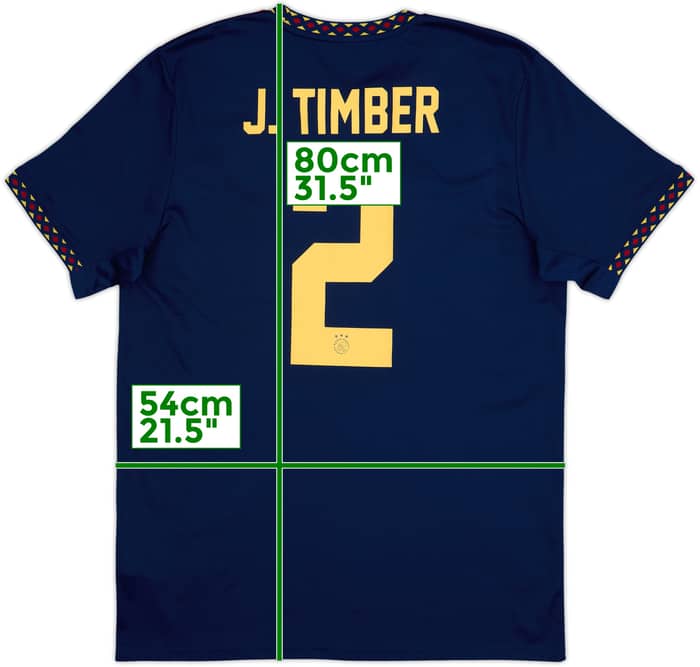 2022-23 Ajax Away Shirt J. Timber #2 - 10/10 - (L)