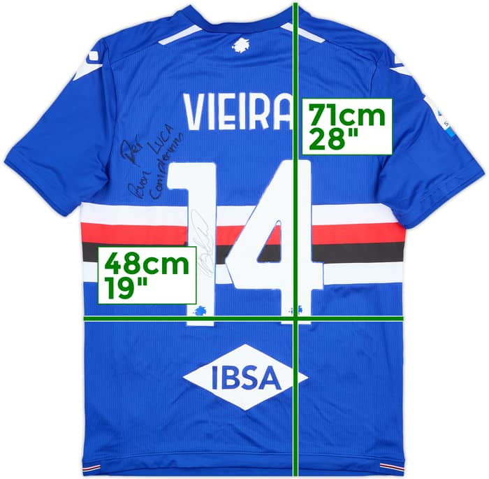 2021-22 Sampdoria Match Issue Signed Home Shirt Vieira #14