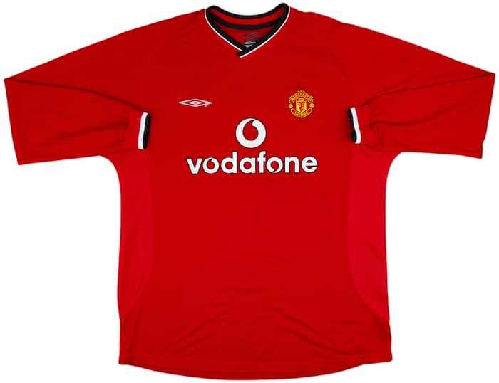 2000-02 Manchester United Home L/S Shirt Beckham #7 - 7/10 - (XL)