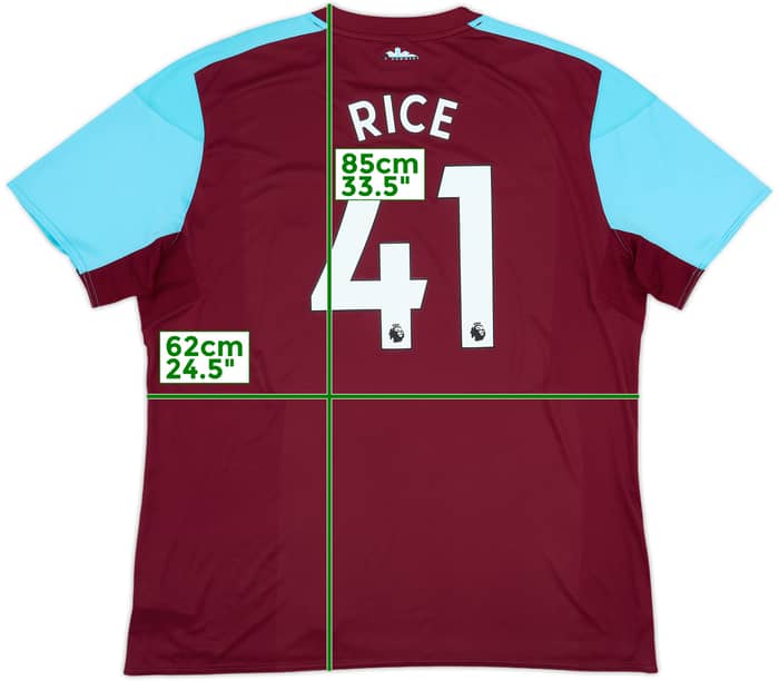 2017-18 West Ham Home Shirt Rice #41 - 8/10 - (3XL)