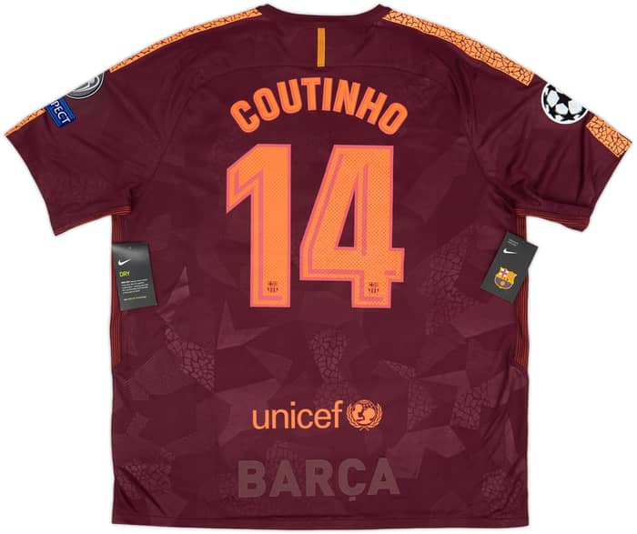 Camiseta de la tercera equipación del Barcelona 2017-18 Coutinho #14 (XXL)