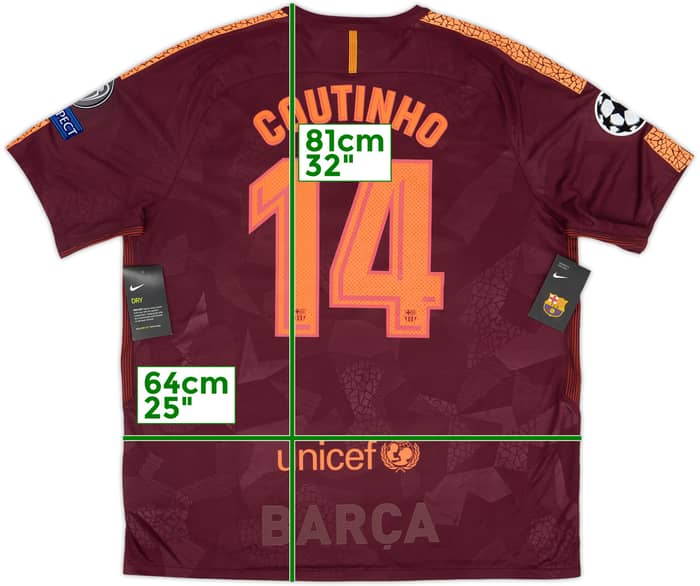 Camiseta de la tercera equipación del Barcelona 2017-18 Coutinho #14 (XXL)