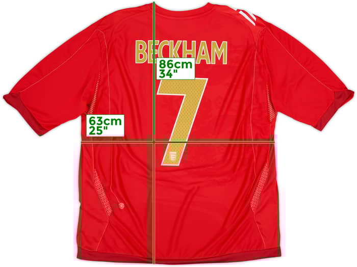 2006-08 England Away Shirt Beckham #7 - 8/10 - (XXL)