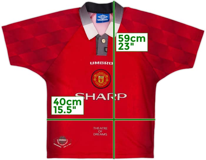 1996-98 Manchester United Home Shirt - 8/10 - (L.Boys)