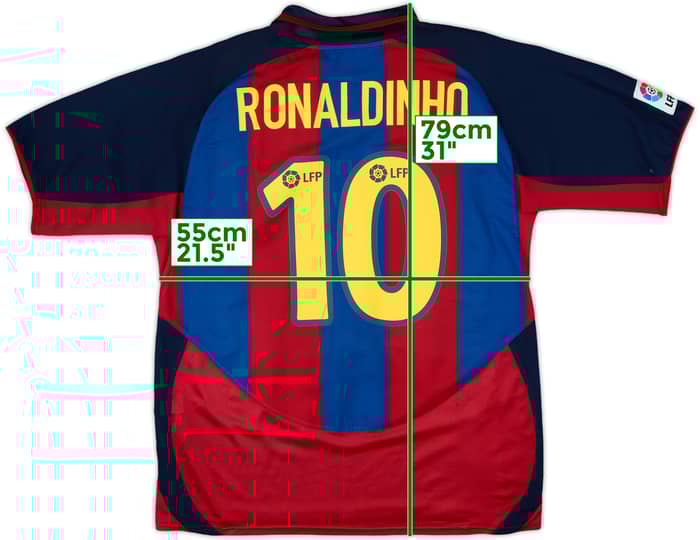 2003-04 Barcelona Home Shirt Ronaldinho #10 - 6/10 - (L)