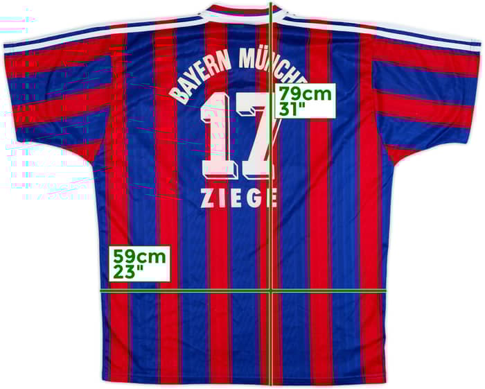 1995-97 Bayern Munich Home Shirt Ziege #17 - 8/10 - (XL)