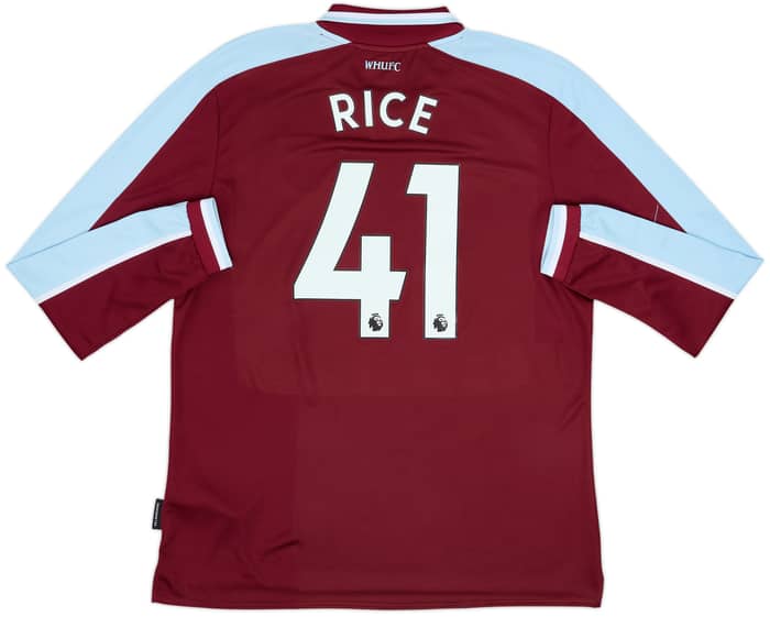 2021-22 West Ham Home L/S Shirt Rice #41 - 7/10 - (XL)