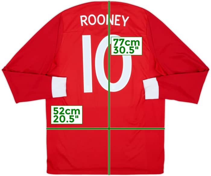 2010-11 England Away L/S Shirt Rooney #10 - 6/10 - (L)