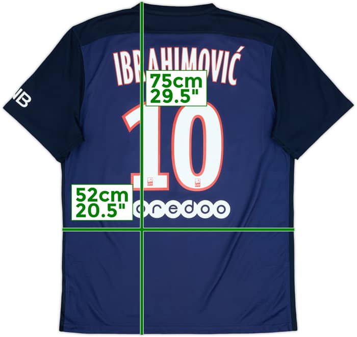2015-16 Paris Saint-Germain Home Shirt Ibrahimovic #10 - 8/10 - (L)