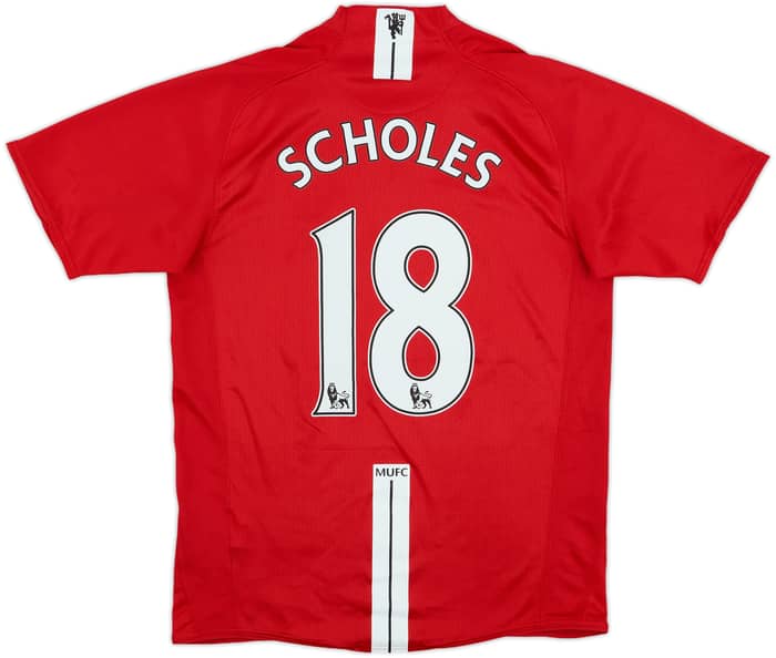 2007-09 Manchester United Home Shirt Scholes #18 - 8/10 - (S)