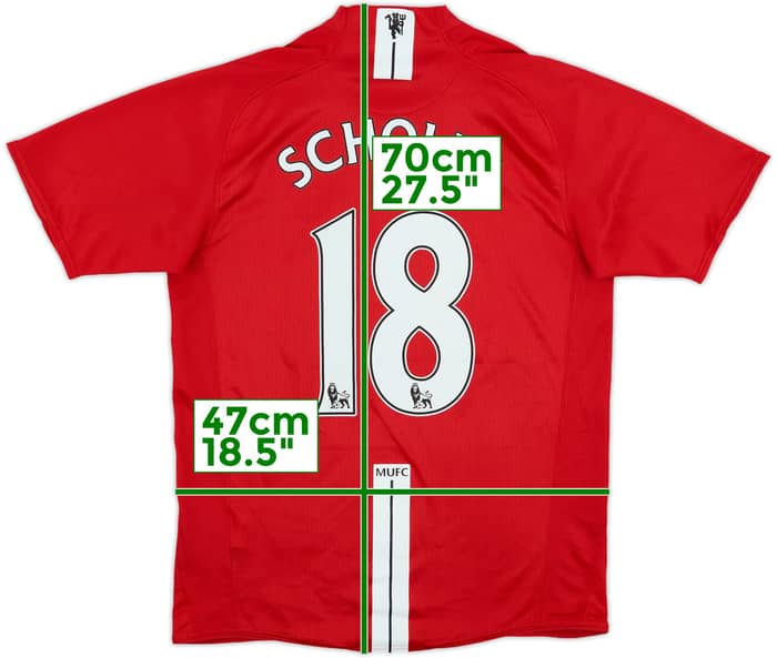 2007-09 Manchester United Home Shirt Scholes #18 - 8/10 - (S)