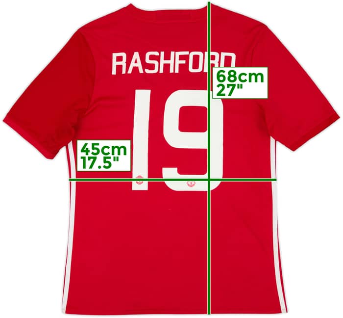 2016-17 Manchester United Home Shirt Rashford #19 - 8/10 - (XL.Boys)