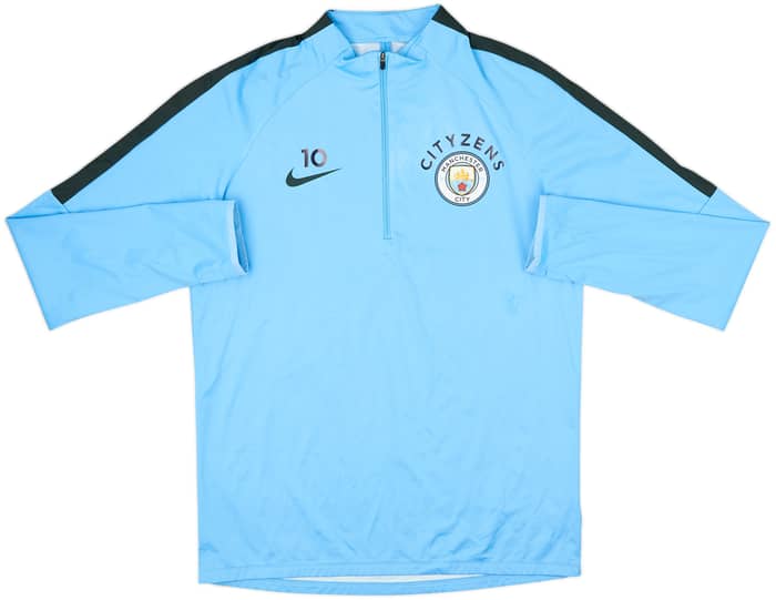 2017-18 Manchester City Player Issue Nike 1/4 Zip Drill Top #10 - 8/10 - (M)
