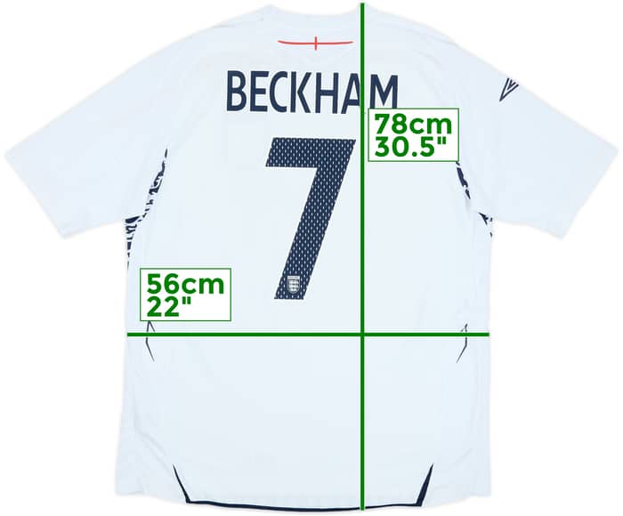 2007-09 England Home Shirt Beckham #7 - 7/10 - (XL)