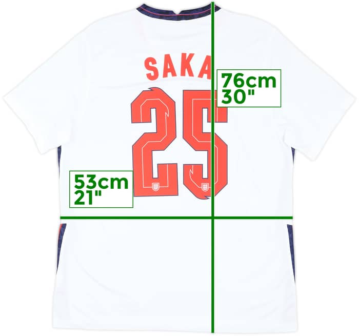 2020-22 England Home Shirt Saka #25 - 7/10 - (XL)