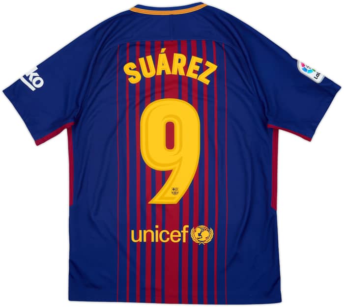 2017-18 Barcelona Home Shirt Suarez #9 - 9/10 - (M)