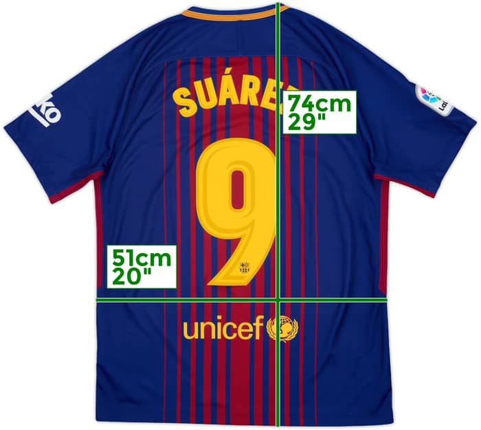 2017-18 Barcelona Home Shirt Suarez #9 - 9/10 - (M)