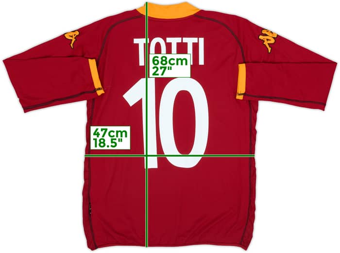 2002-03 Roma Home L/S Shirt Totti #10 - 9/10 - (L)