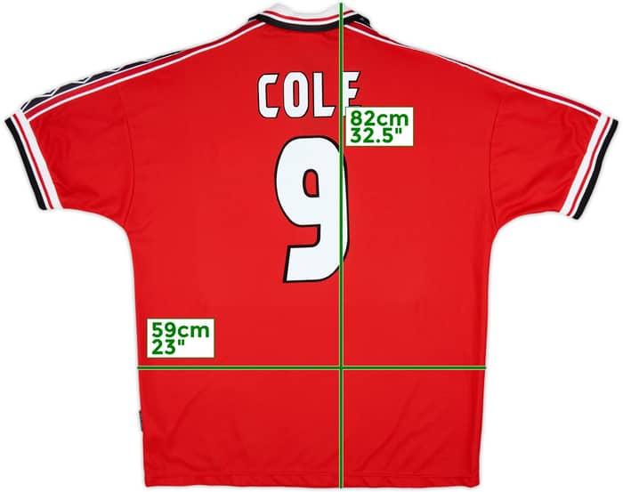 1998-00 Manchester United Home Shirt Cole #9 - 8/10 - (XL)
