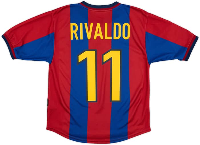 1998-00 Barcelona Home Shirt Rivaldo #11 - 7/10 - (XL.Boys)
