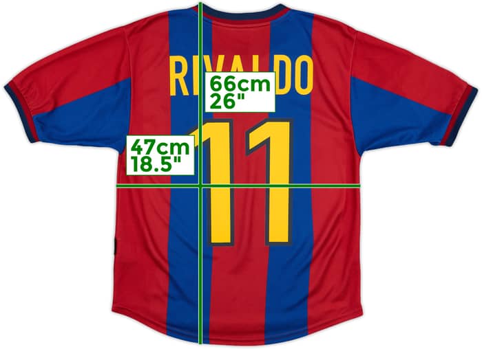 1998-00 Barcelona Home Shirt Rivaldo #11 - 7/10 - (XL.Boys)