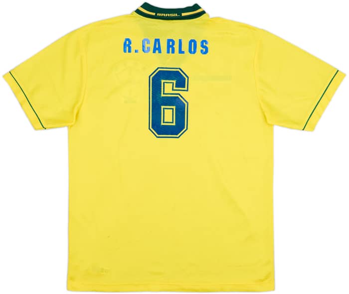 1994-96 Brazil Home Shirt R. Carlos #6 - 6/10 - (XL)