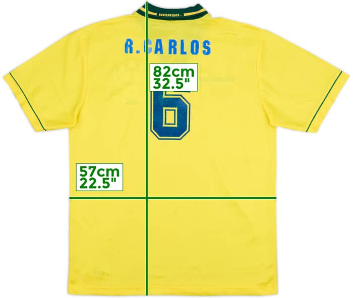 1994-96 Brazil Home Shirt R. Carlos #6 - 6/10 - (XL)