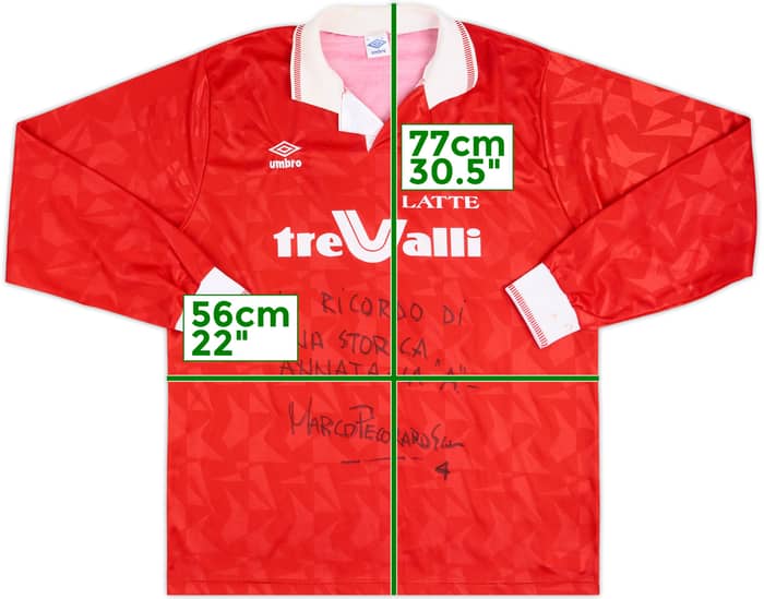 1991-92 Ancona Match Issue Signed Home L/S Shirt #4 (Pecoraro Scanio)