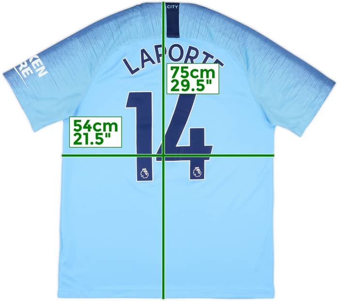 2018-19 Manchester City Home Shirt Laporte #14 - 8/10 - (L)