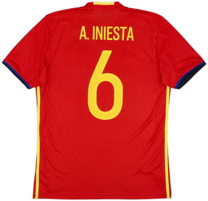2016-17 Spain Home Shirt A. Iniesta #6 - 7/10 - (M)