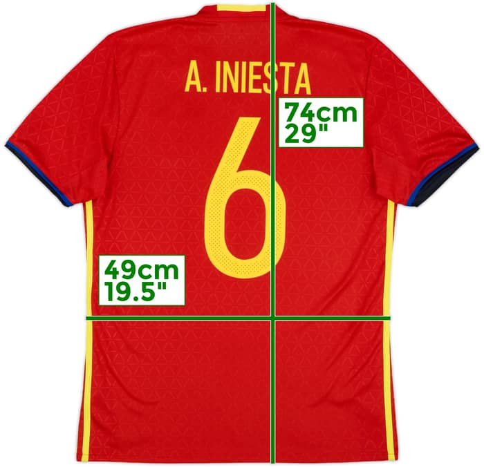 2016-17 Spain Home Shirt A. Iniesta #6 - 7/10 - (M)