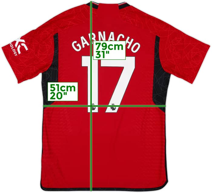 2023-24 Manchester United Authentic Home Shirt Garnacho #17 - 8/10 - (L)