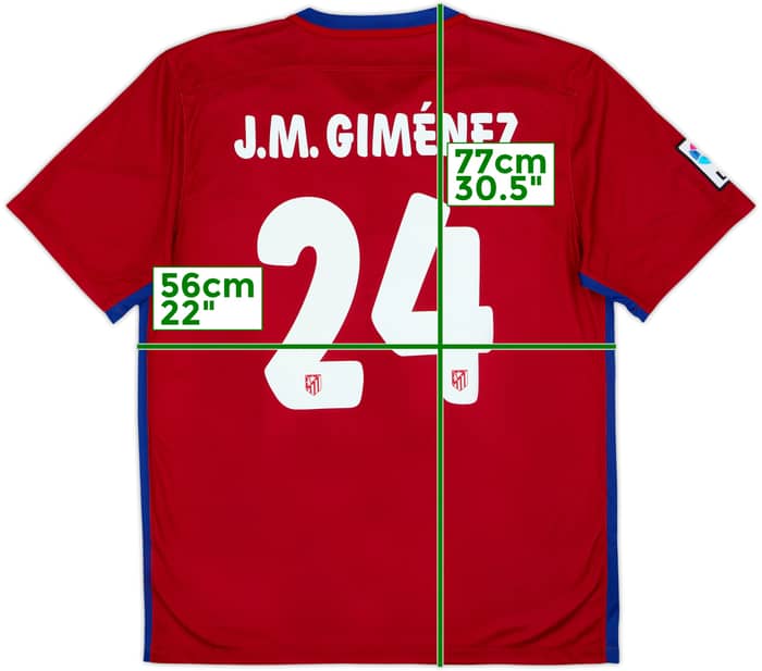 2015-16 Atletico Madrid Home Shirt J.Gimenez #24 - 9/10 - (L)