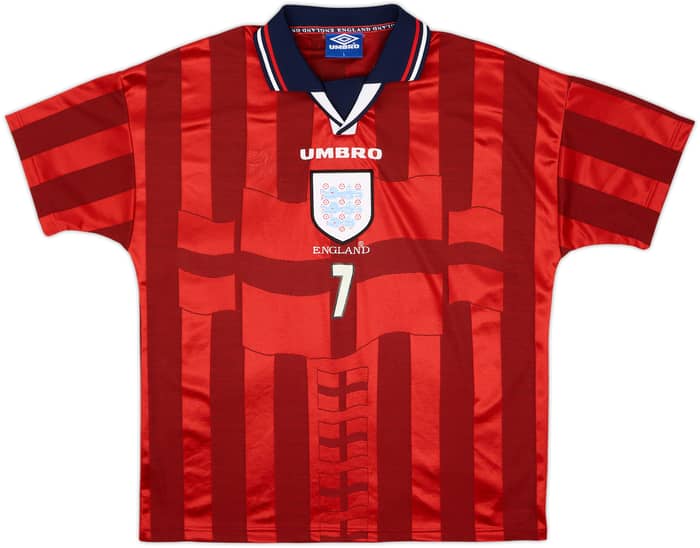 1997-99 England Away Shirt Beckham #7 - 6/10 - (L)