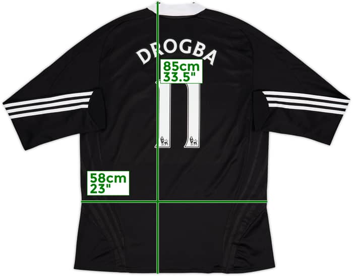 Camiseta de visitante de manga larga del Chelsea 2008-09 Drogba #11 - 8/10 - (XL)