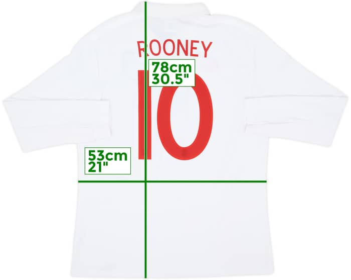 2009-10 England Home L/S Shirt Rooney #10 - 8/10 - (L)