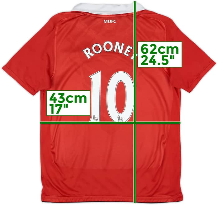 2010-11 Manchester United Local Camiseta Rooney #10 - 6/10 - (L.Boys)