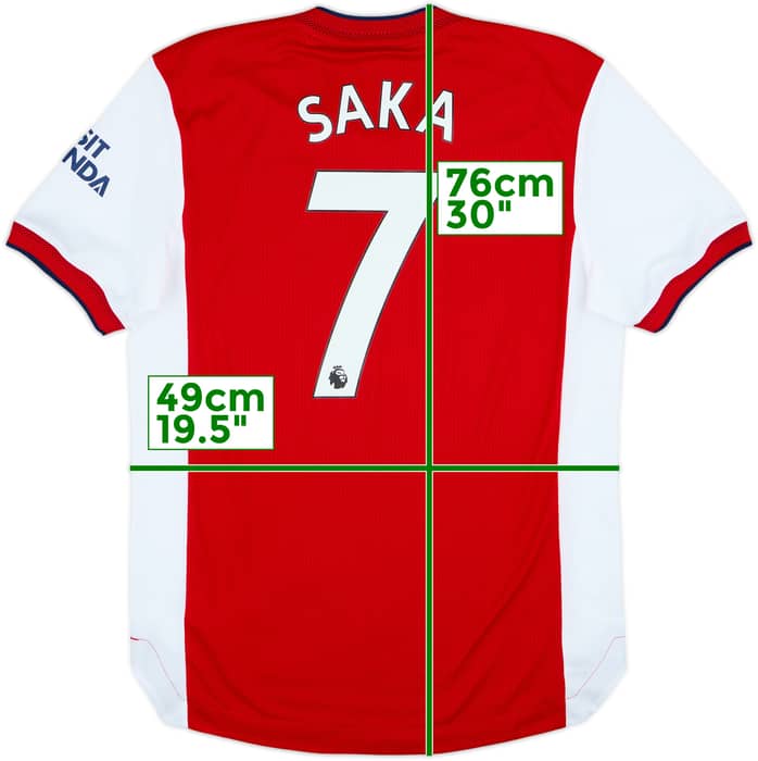 2021-22 Arsenal Authentic Home Shirt Saka #7 - 9/10 - (M)