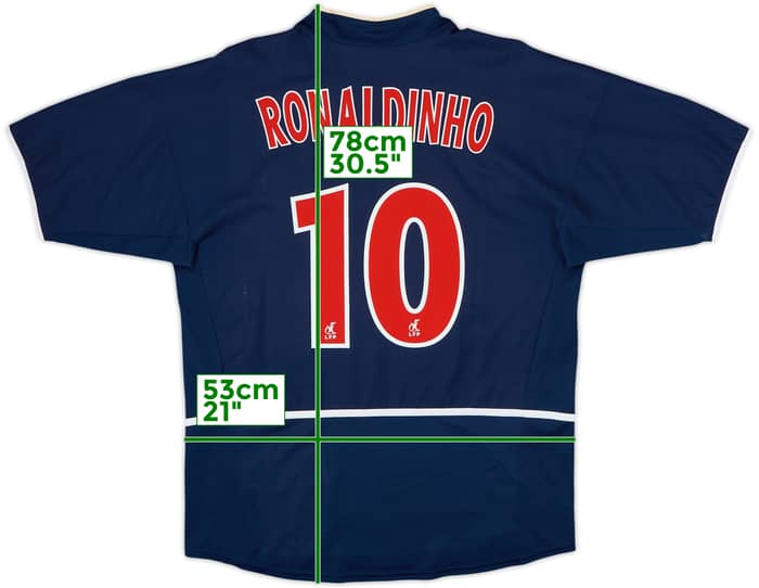 Camiseta de local del Paris Saint-Germain 2002-03 Ronaldinho #10 - 7/10 - (M)